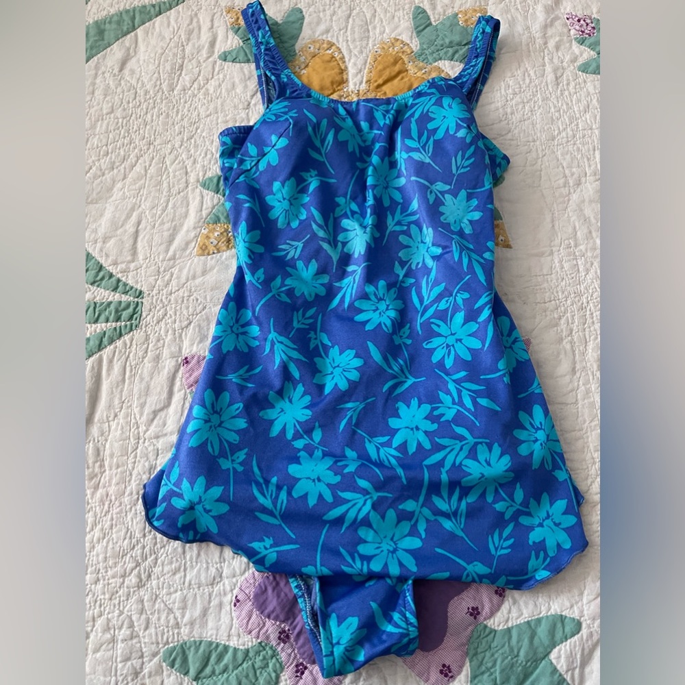 Vintage Maxine of Hollywood Floral Tropical One Piece Swimsuit Dress 16 large